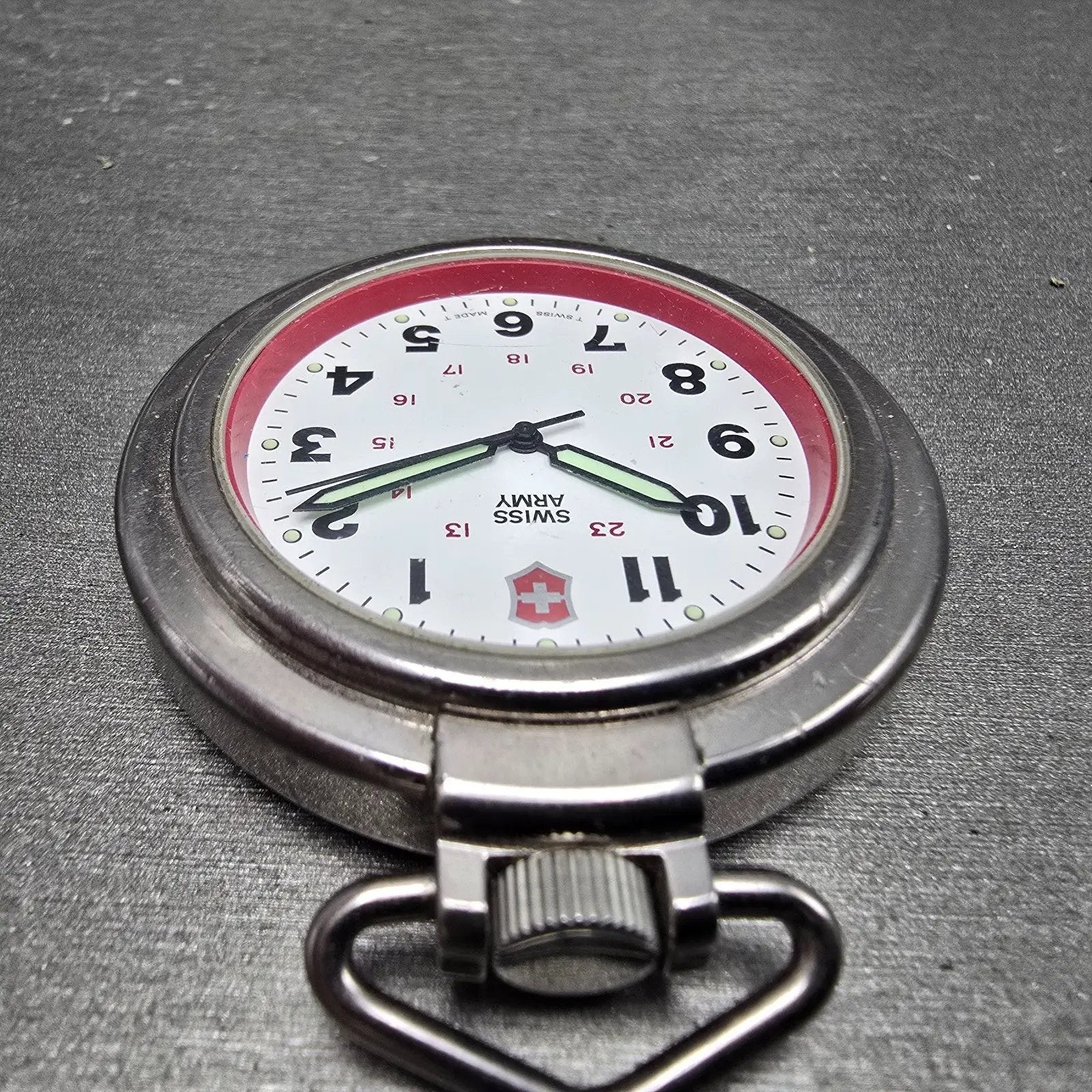 Victorinox Swiss Army Pocket Watch Men 48mm White Dial Silver Tone Round PARTS5