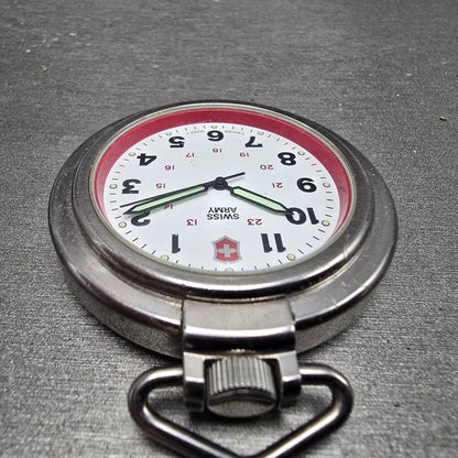 Victorinox Swiss Army Pocket Watch Men 48mm White Dial Silver Tone Round PARTS5