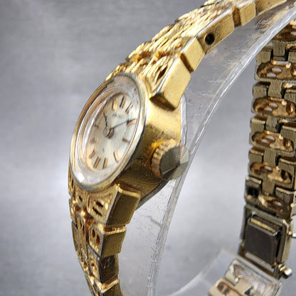 Seiko Watch Women 16mm Silver Dial Gold Tone Manual Round 110549 Runs2