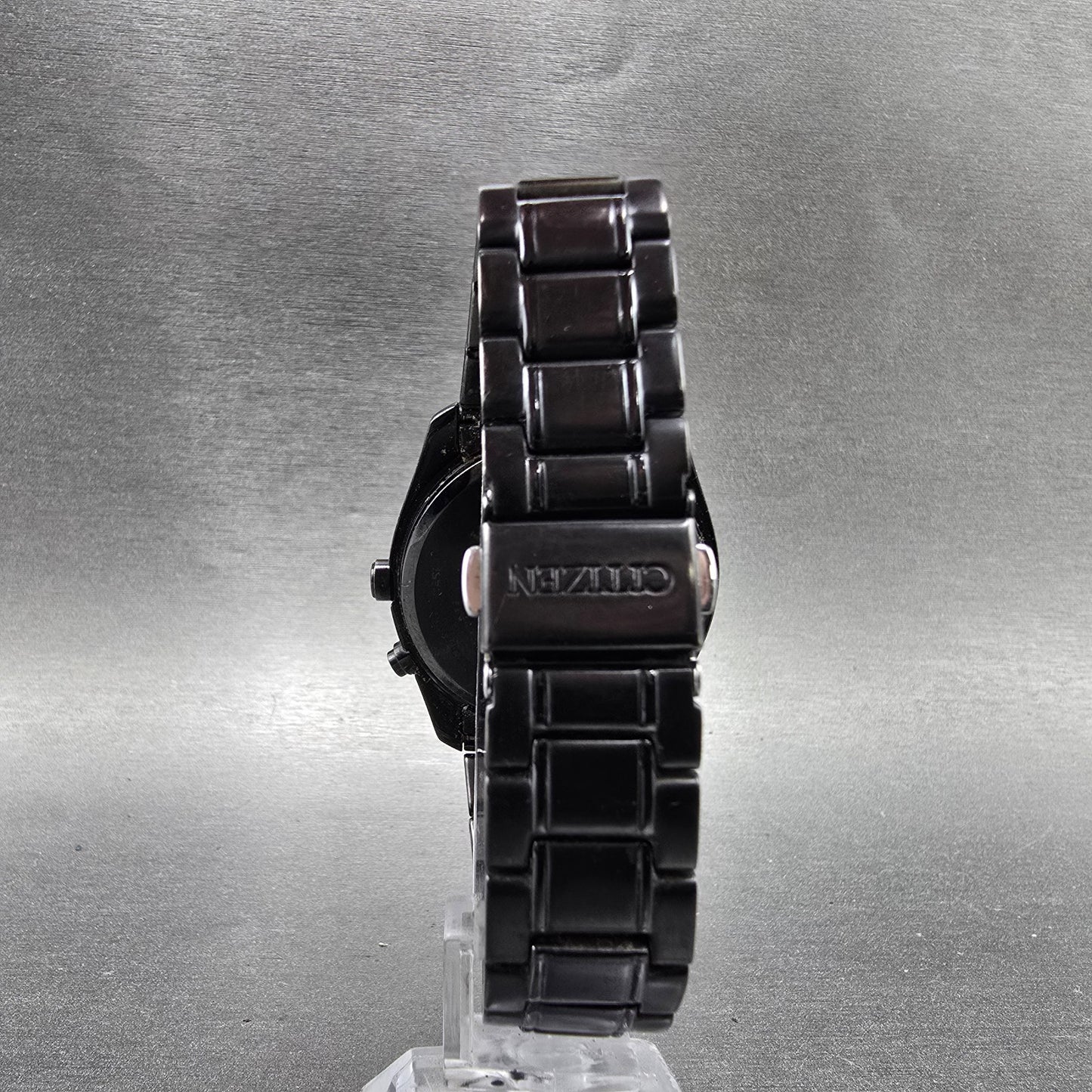 Citizen Eco-Drive Watch Men 38mm Black Dial Black Tone Atomic Date PARTS!!! H4168