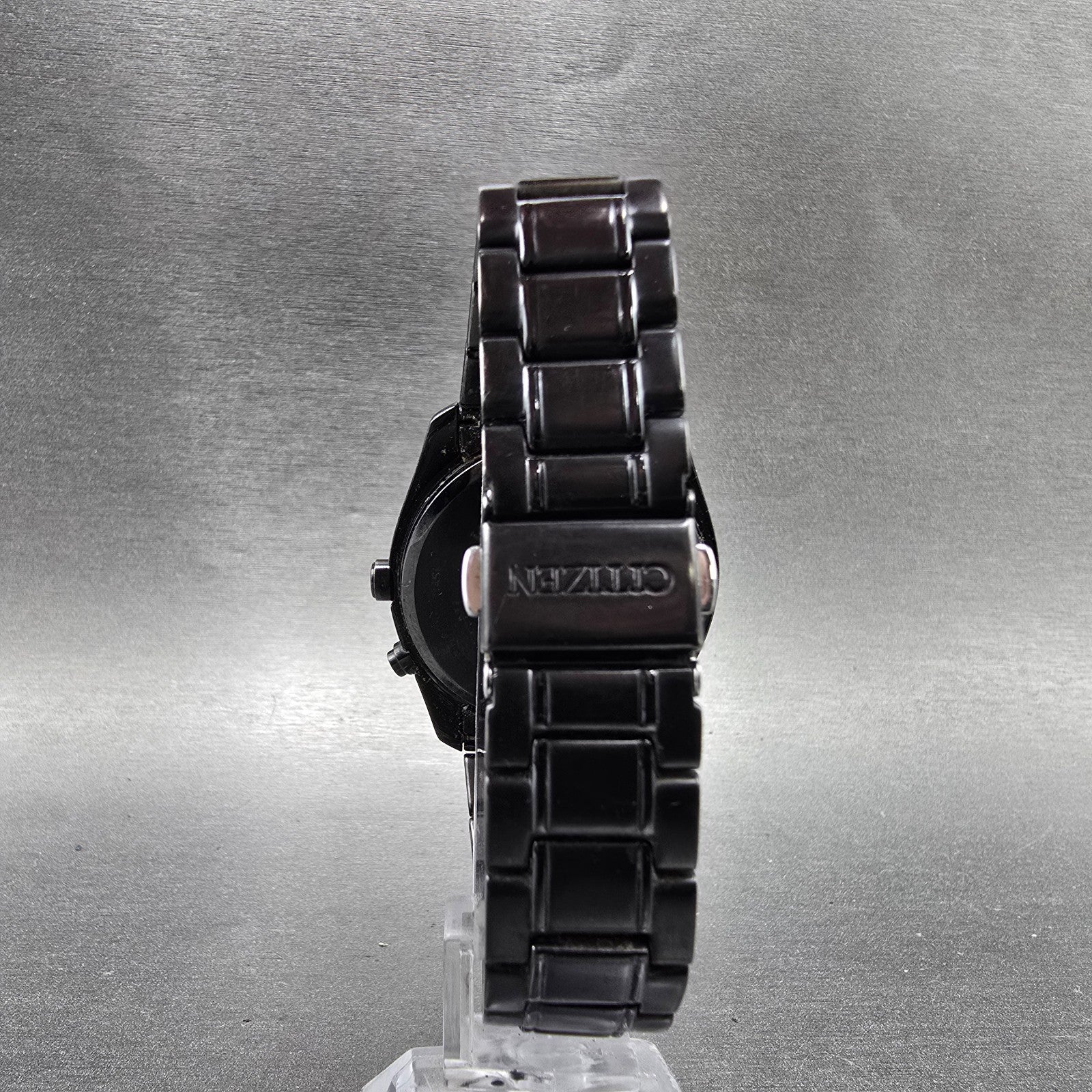 Citizen Eco-Drive Watch Men 38mm Black Dial Black Tone Atomic Date PARTS!!! H4168