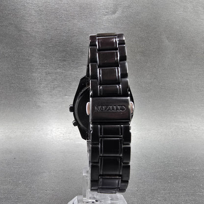 Citizen Eco-Drive Watch Men 38mm Black Dial Black Tone Atomic Date PARTS!!! H4168