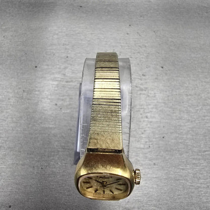 Seiko Watch Women 18mm Gold Dial Gold Tone Oval 17-3440 Manual Wind Runs VTG4