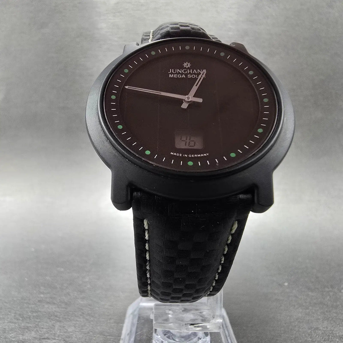 Junghans Mega Solar Watch Men 39mm Black Dial Ceramic 018/1500 Round Works5