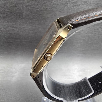 Seiko Tank Watch Men 26mm Silver Dial Gold Tone Rectangle 6530-5500 New Battery2