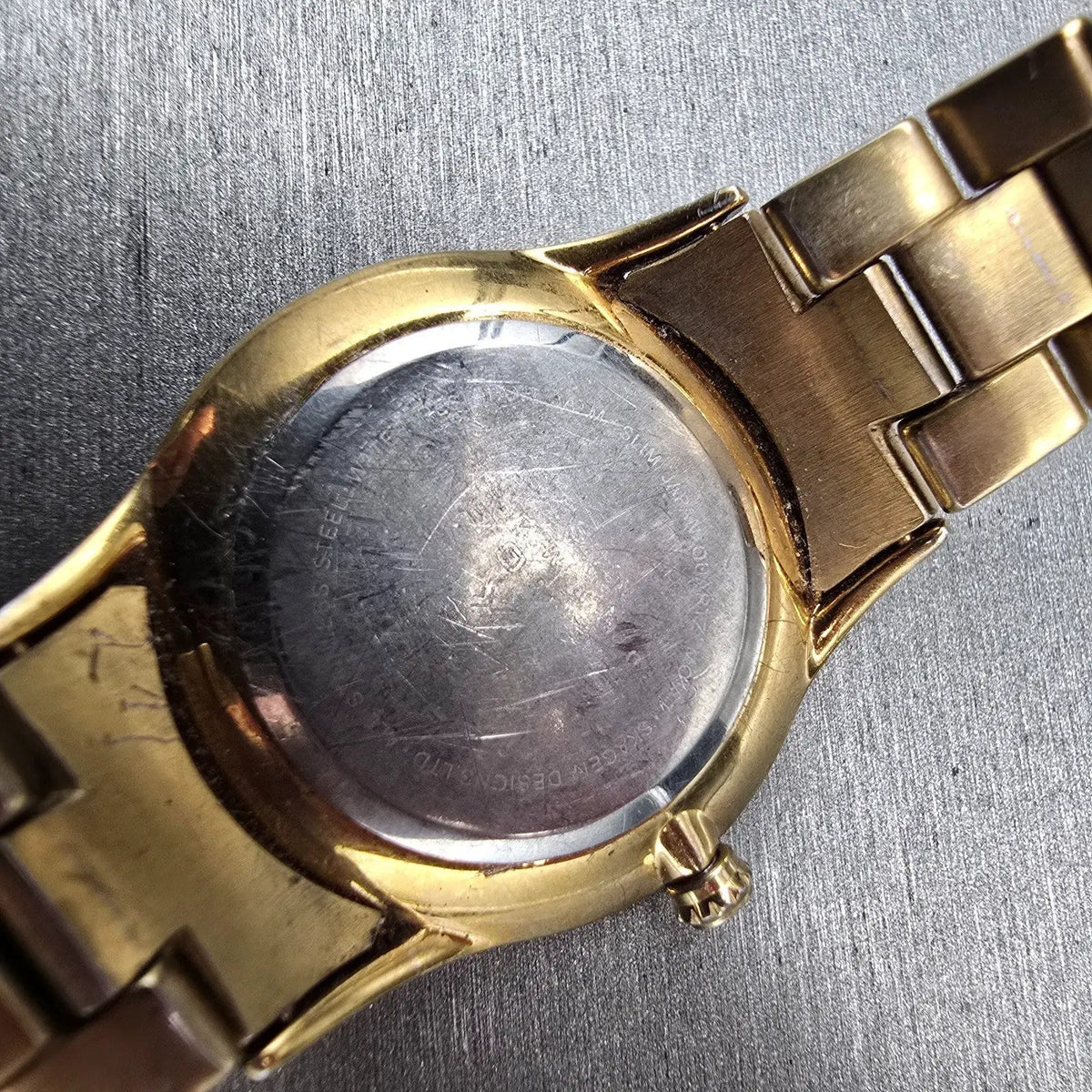 Skagen Watch Women 30mm MOP Dial Gold Tone Gemmed Round 347SGXG New Battery10