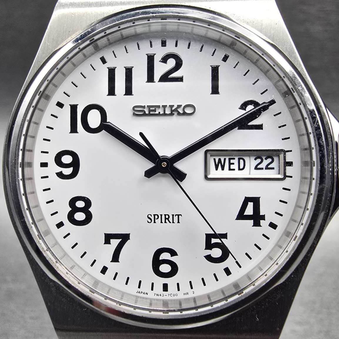 Seiko Spirit Watch Men 34mm White Dial Silver Daydate 7N43-7B70 New Battery JDM1