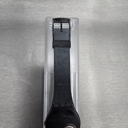 Swatch X-Rated Watch Men 34mm White Dial Black Tone Date GB406 New Battery NOS9