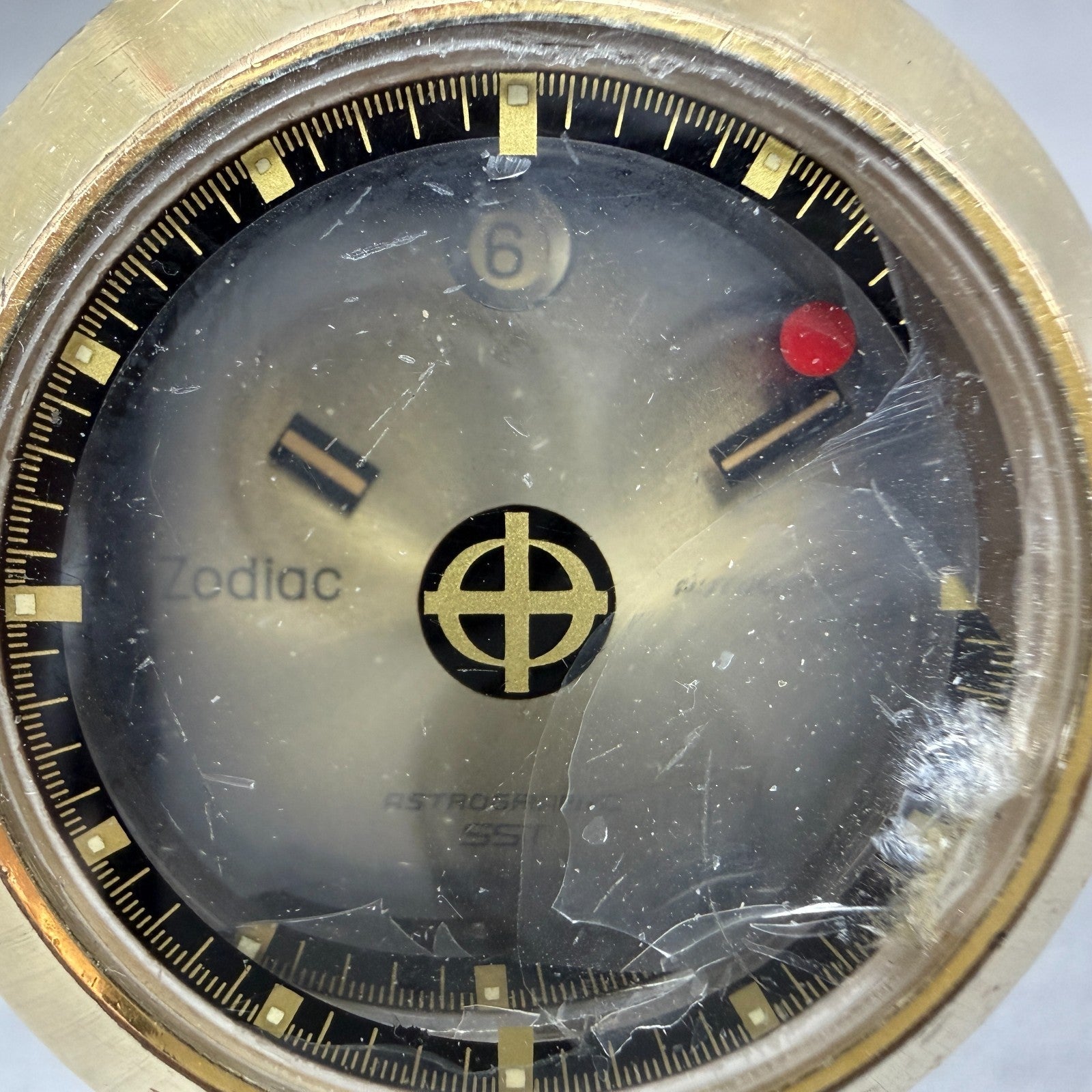 Zodiac Astrographic SST Watch Men 40mm Brown Dial Gold Tone Date Automatic Runs1