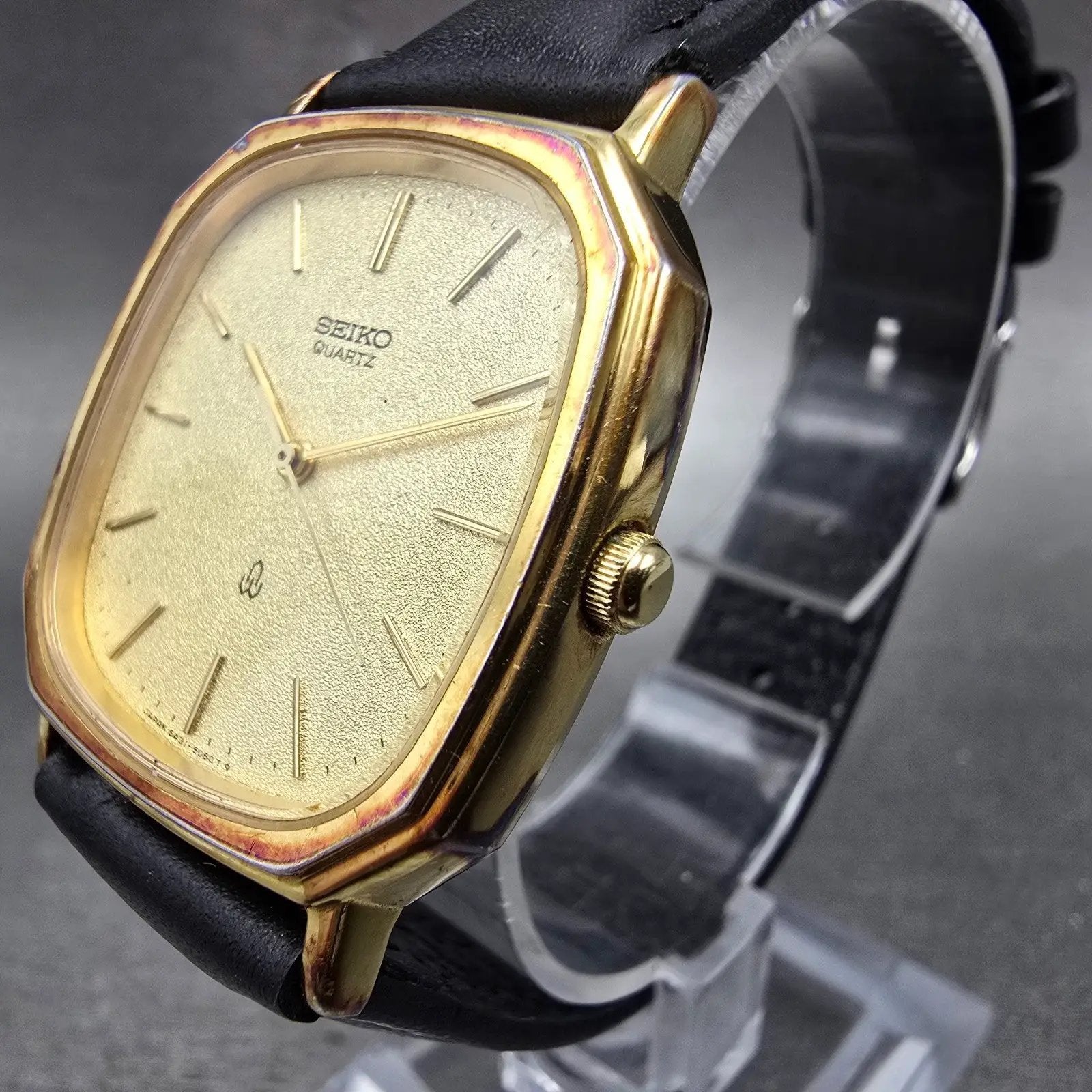 Seiko Watch Men 30mm Champagne Dial Gold Tone Octagon 6431-5030 New Battery2
