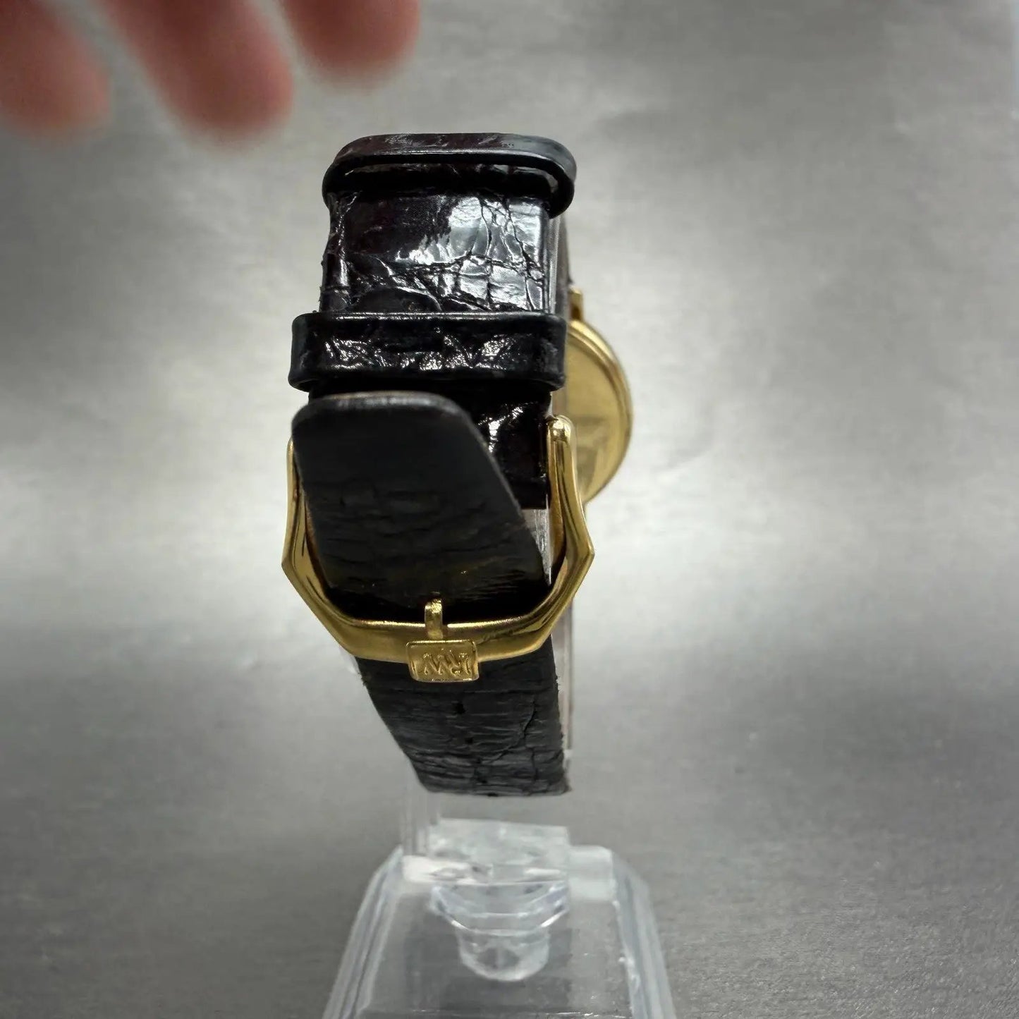 Raymond Weil Watch Men 31mm Black Dial Gold Plated Date Round 5507 New Battery7