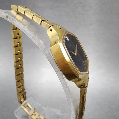 Seiko Watch Women 18mm Black Dial Gold Tone Hexagon 14005319 New Battery3