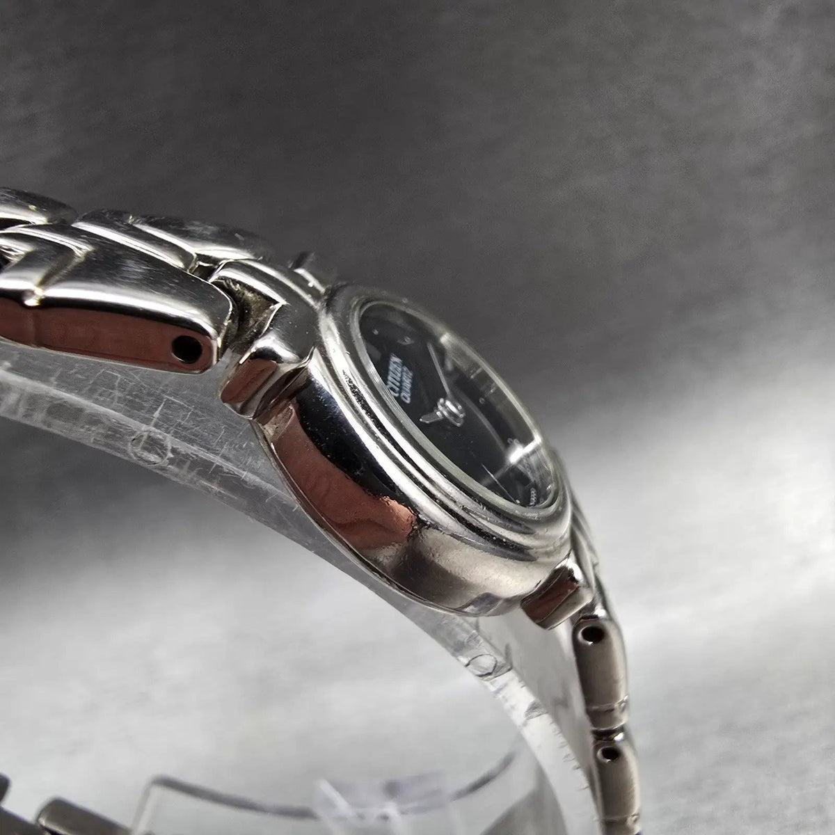 Citizen Watch Women 18mm Black Dial Silver Tone Round 3220 New Battery VTG3
