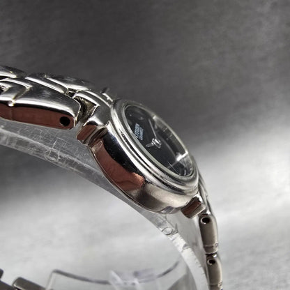 Citizen Watch Women 18mm Black Dial Silver Tone Round 3220 New Battery VTG3