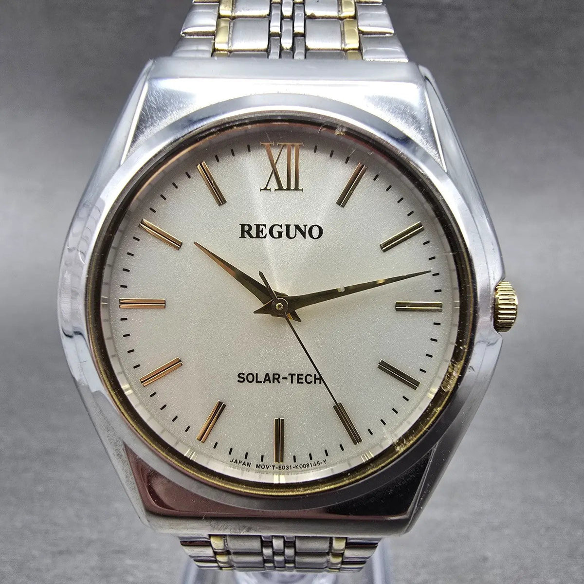 Citizen Reguno Solar Watch Men 35mm White Dial Two Tone E031-T017215 Runs0
