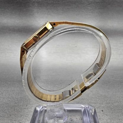 Seiko Watch Women 14mm Brown Dial Gold Tone Gemmed Rectangle 2E20-5099 New Batt6
