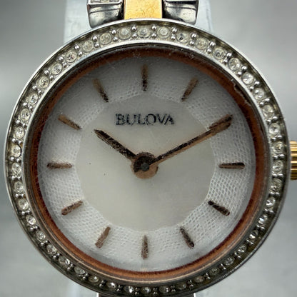 Bulova Watch Women 22mm MOP Dial Two Tone Round 98L212 New Battery Vintage1