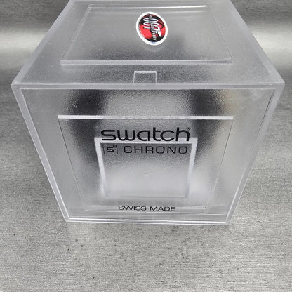 Swatch Dr. No Chronograph Watch Men 31mm Black Dial Black Tone Date SUEB400 NOS14