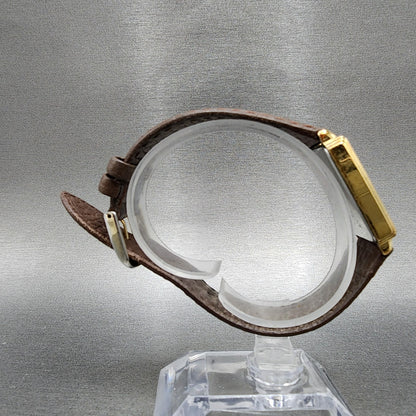 Seiko Tank Watch Men 26mm Gold Dial Gold Plated Rectangle 74315100 New Battery8