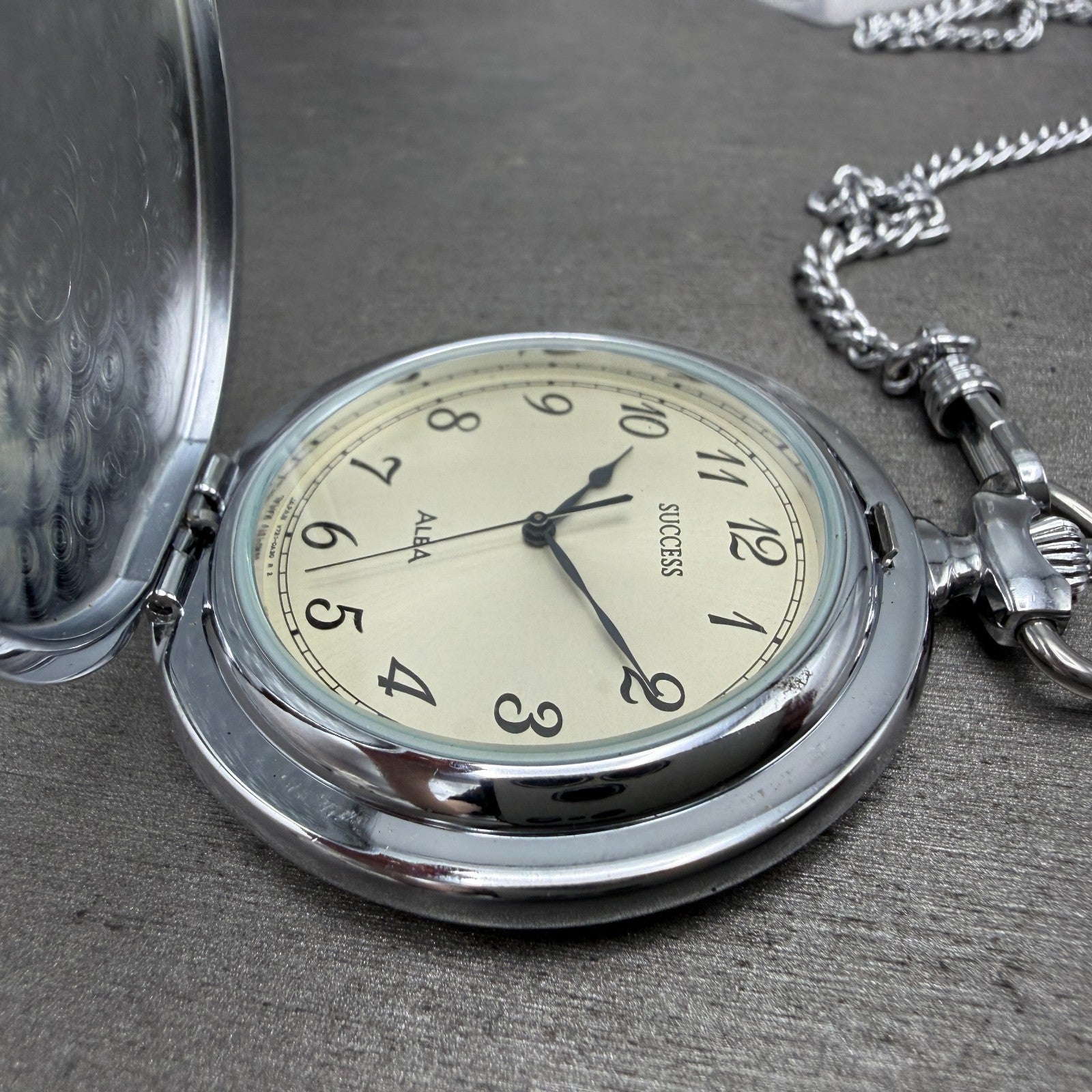 Seiko ALBA Pocket Watch Men 36mm Champagne Dial Silver Tone V721-0A20 New Batt2