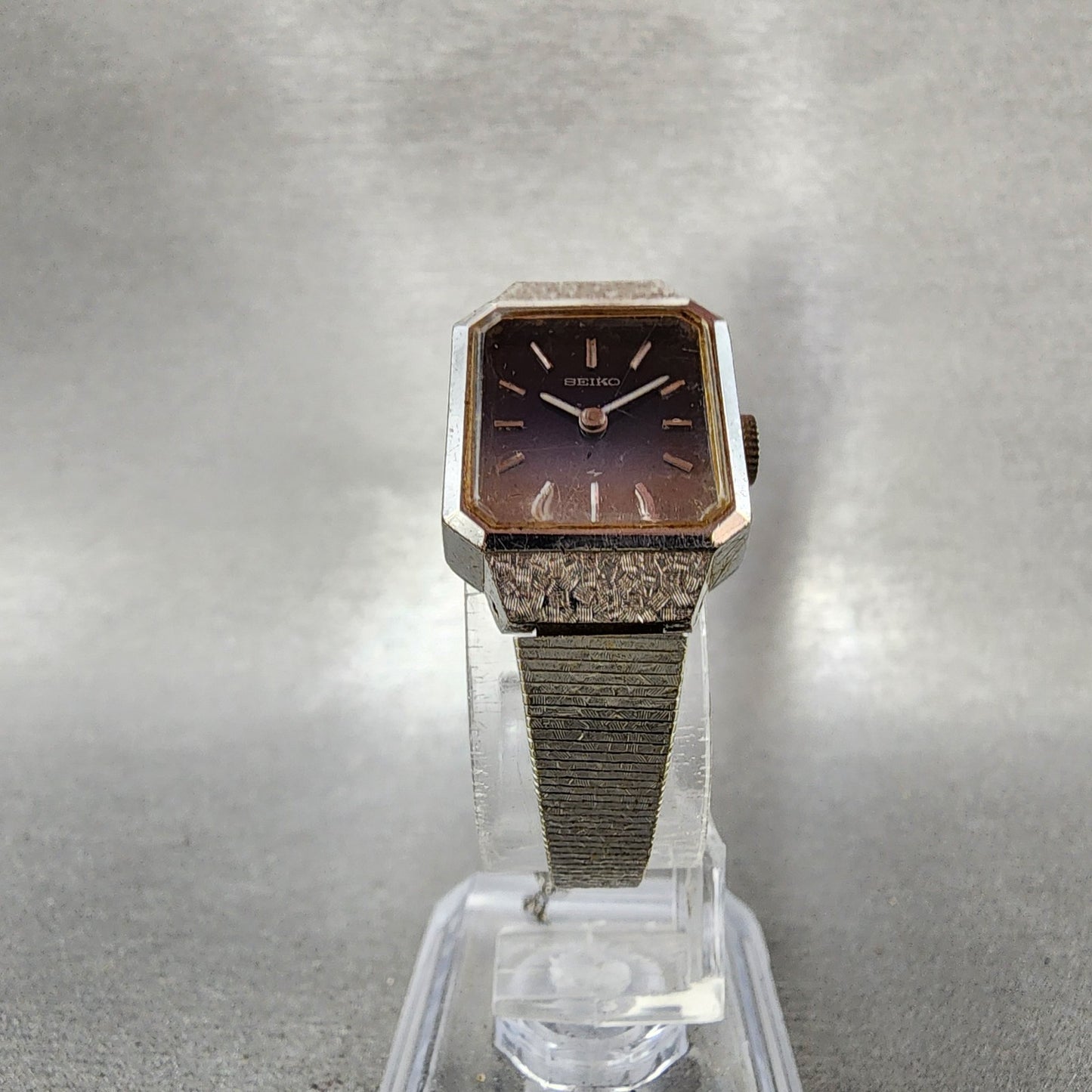 Seiko Tank Watch Women 18mm Blue Dial Silver Tone Manual 113999 Runs5