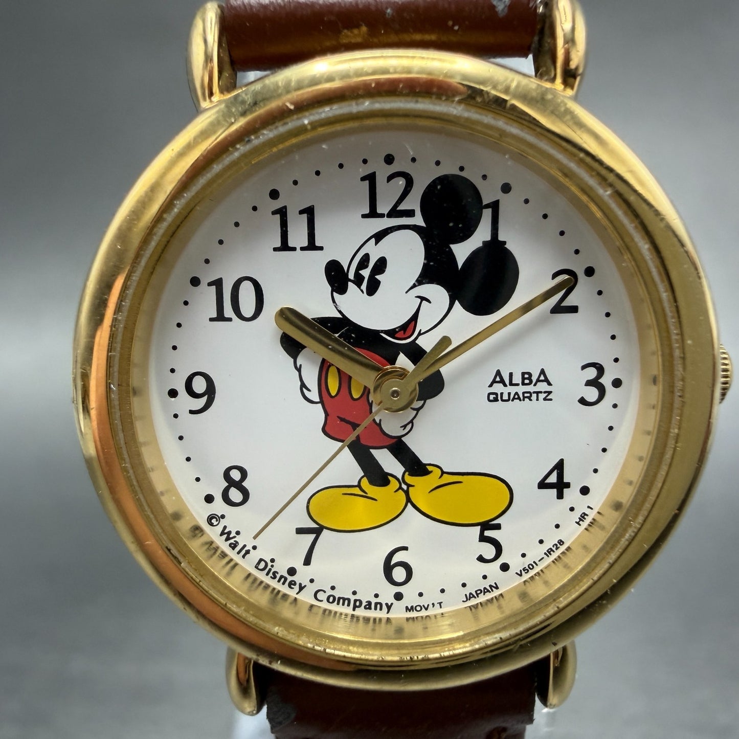 Seiko Alba Mickey Mouse Watch Women 26mm White Dial Gold Tone V501-6N10 New Batt1