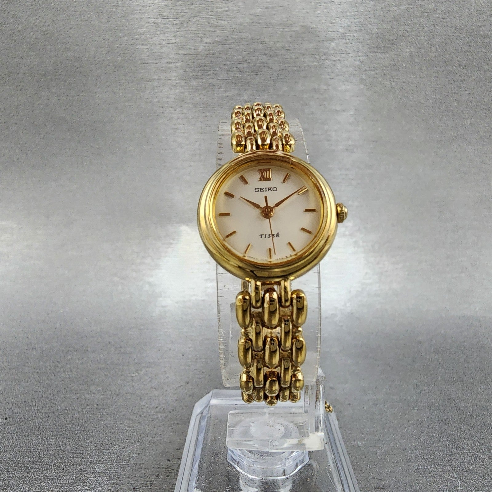 Seiko Tisse watch Women 20mm White Dial Gold Tone 4n210750 New Battery5
