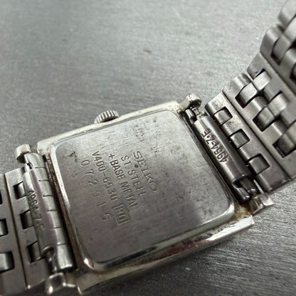 Seiko Tank Watch Women 20mm White Dial Silver Tone Square V400-6530 New Battery29