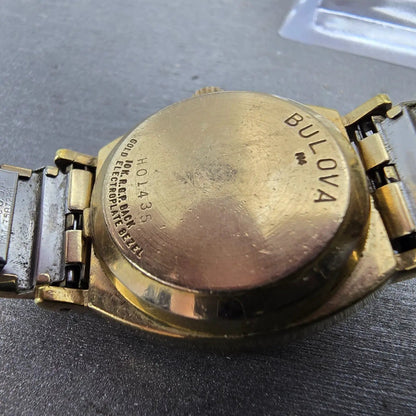 Bulova Accutron Watch Women 23mm Gold Dial 10K Gold Plated Rectangle New Battery9
