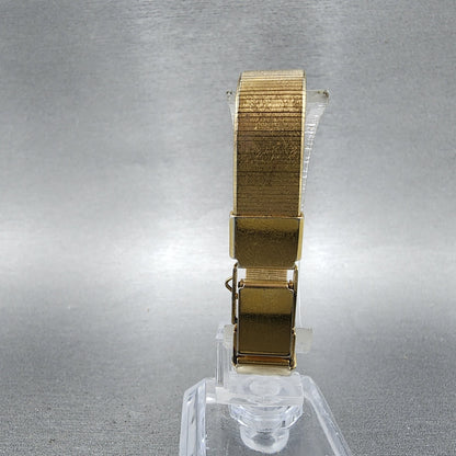 Seiko Tank Watch Women 12mm Champagne Dial Gold Tone 2e205409 New Battery7