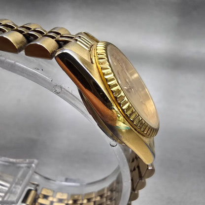 Seiko Watch Women 24mm Gold Dial Gold Tone Daydate Round 7N83-0041 New Battery3