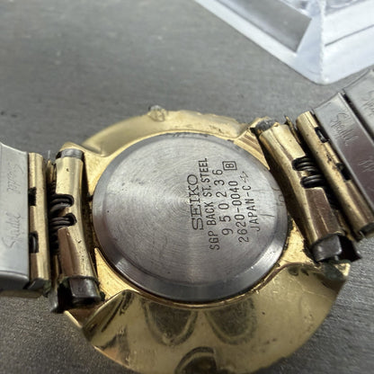 Seiko Watch Men 34mm Gold Dial Gold Tone Round 2620-0040 PARTS Vintage10