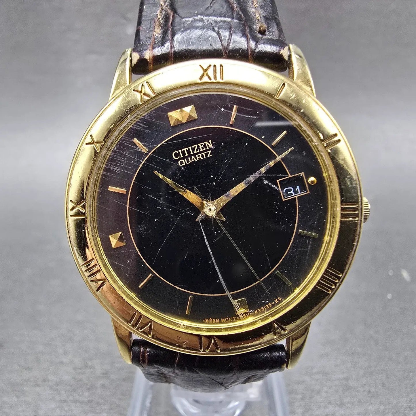 Citizen Watch Men 33mm Black Dial Gold Tone Date Round 5510-K06860 PARTS0