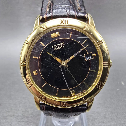 Citizen Watch Men 33mm Black Dial Gold Tone Date Round 5510-K06860 PARTS0