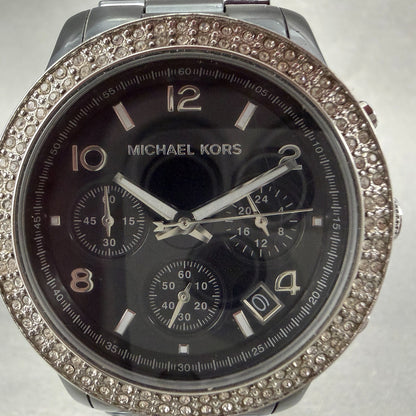 Michael Kors Runway Chrono Watch Women 40mm Black Dial Black Ceramic New Battery1
