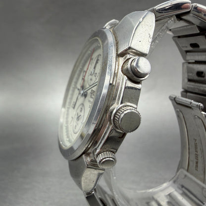 Seiko Chronograph Watch Men 40mm White Dial Silver Tone Date 7T32-7G00 New Batt2