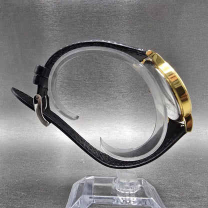 Movado Museum Watch Men 38mm Black Dial Gold Tone Round MO.01.1.34.6002 New Batt9