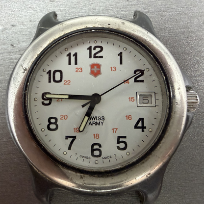 Victorinox Swiss Army Watch Men 39mm White Dial Black Tone Date PARTS B12342
