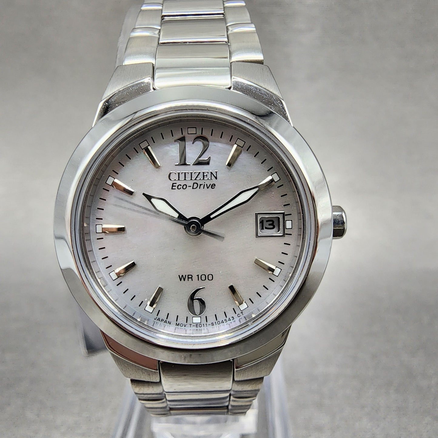 Citizen EcoDrive Chandler Watch Women 26mm MOP Dial Steel Date Round Works0