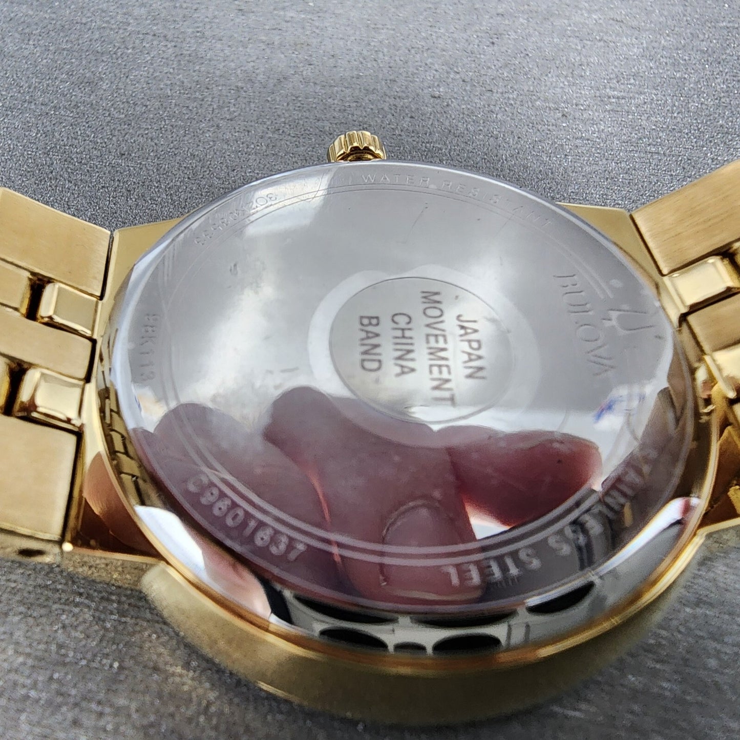 Bulova Watch Men 40mm Gold Dial Gold Tone Round Crystal Bezel 98K113 W/Necklace