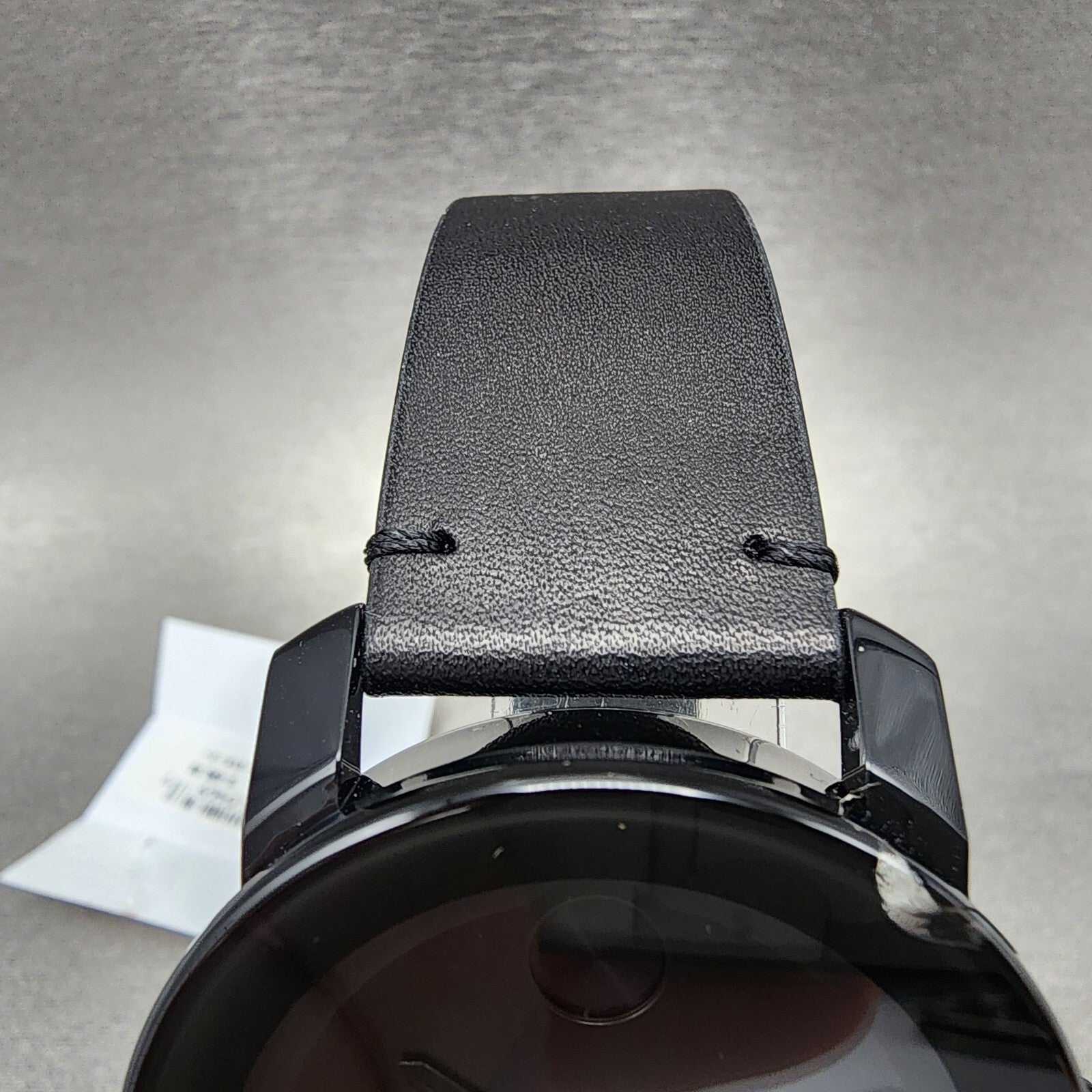 Movado Bold Watch Men 42mm Black Dial Black Tone Round 3600306 Leather Band CHIP4