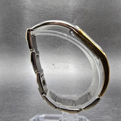 Seiko  Watch Women 15mm White Dial Two Tone Rectangle Bangle 1f20-6f60 New Batt9