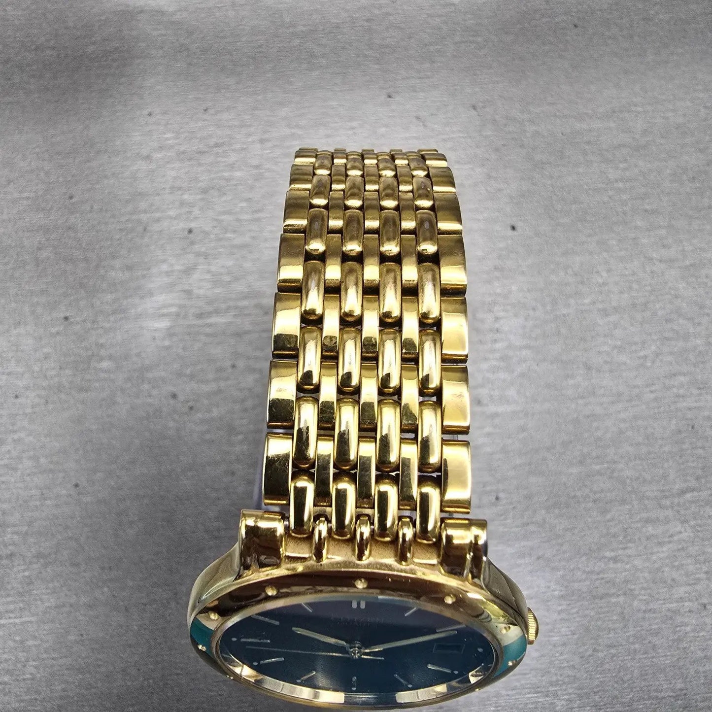 Citizen Watch Men 34mm Black Dial Gold Tone Date Round 5510-R10168 New Battery4
