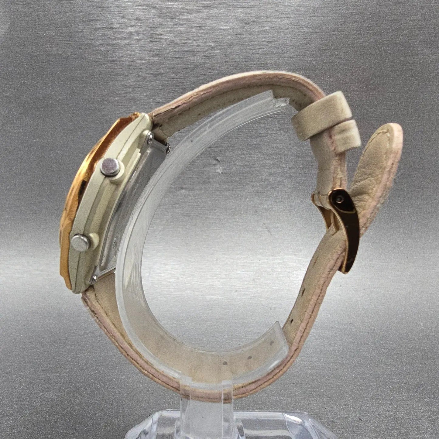 Casio Wave Ceptor Watch Women 35mm White Dial Rose Gold Alarm Chronograph Works6
