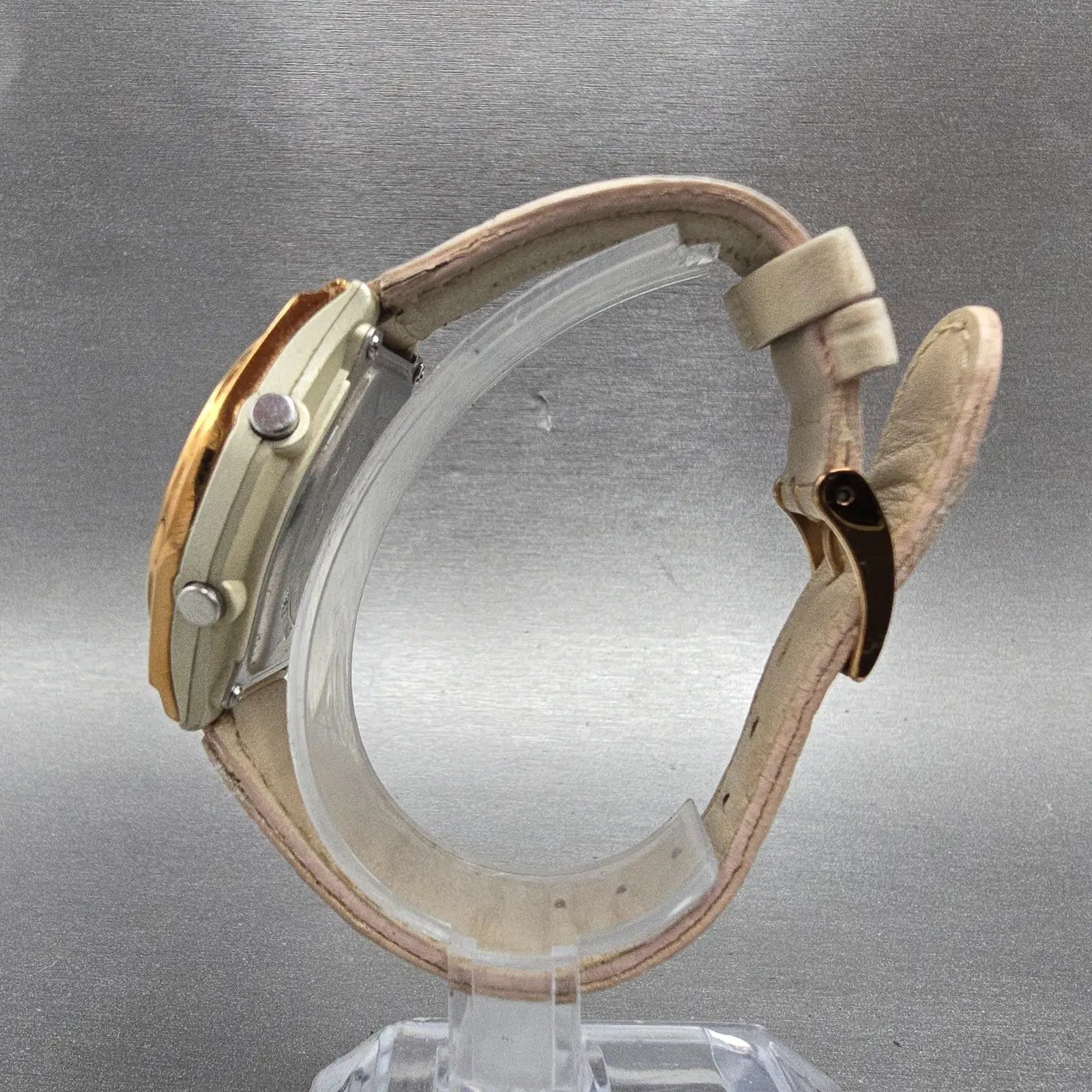 Casio Wave Ceptor Watch Women 35mm White Dial Rose Gold Alarm Chronograph Works6
