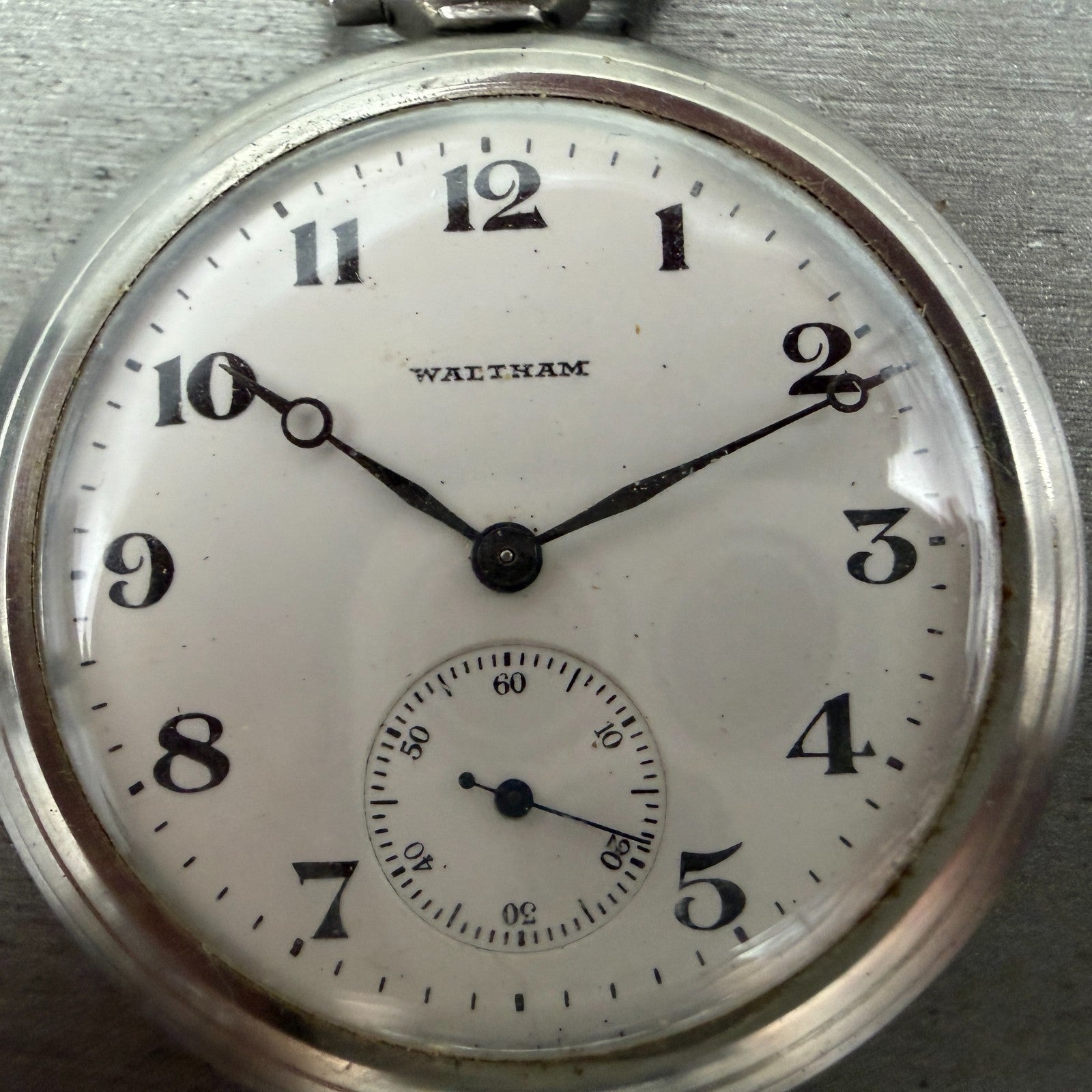 Waltham Pocket Watch 47mm White Dial Silver Tone Grade 220 Manual Wind PARTS!!!!1