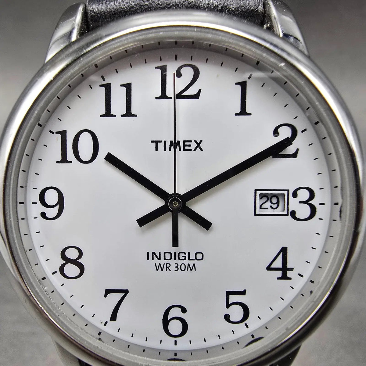 Timex Easy Reader Watch Men 35mm White Dial Silver Round Date New Battery 21