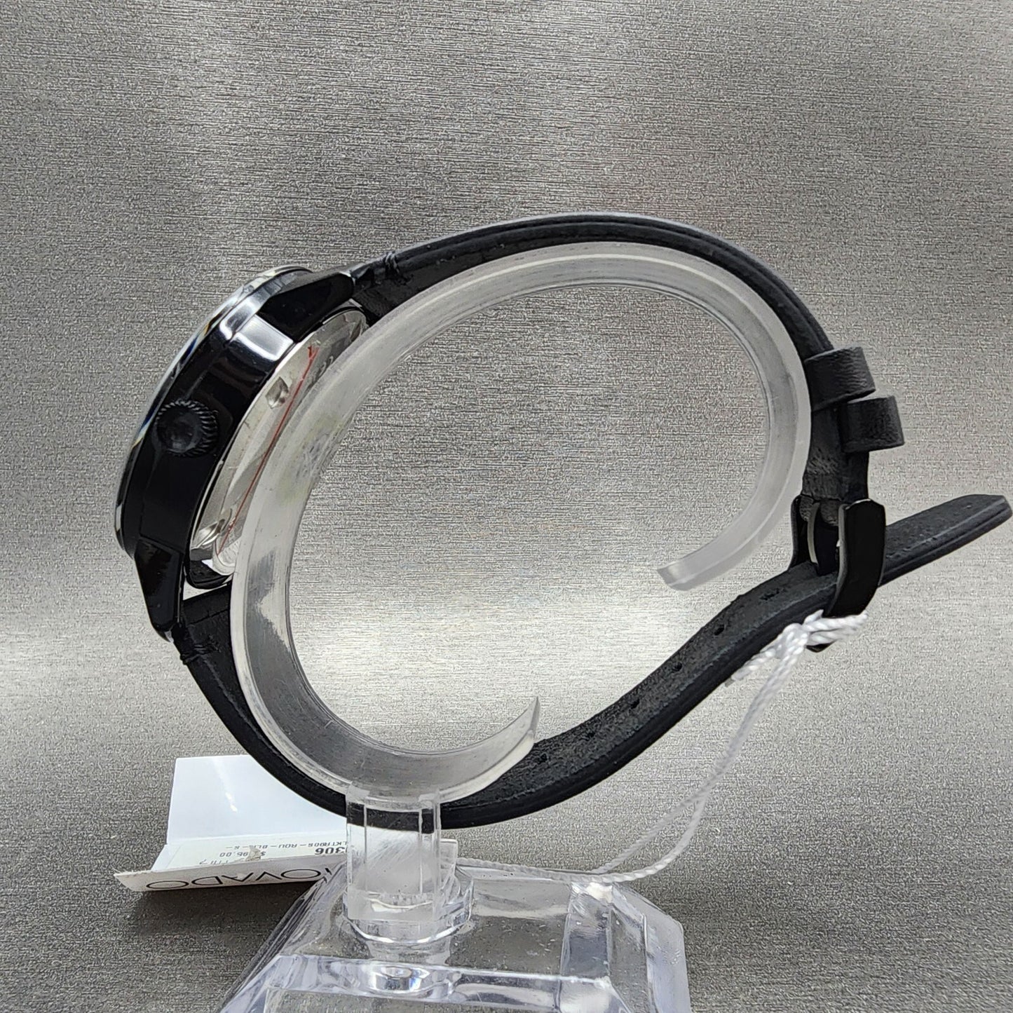 Movado Bold Watch Men 42mm Black Dial Black Tone Round 3600306 Leather Band CHIP6