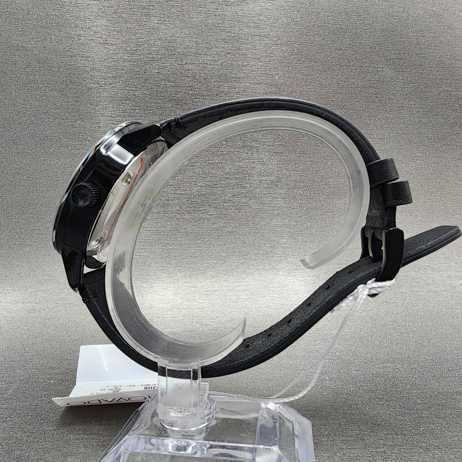 Movado Bold Watch Men 42mm Black Dial Black Tone Round 3600306 Leather Band CHIP6