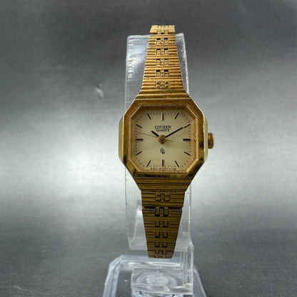 Citizen CQ Watch Women 19mm Champagne Dial Gold Tone 4031-892721 New Battery5
